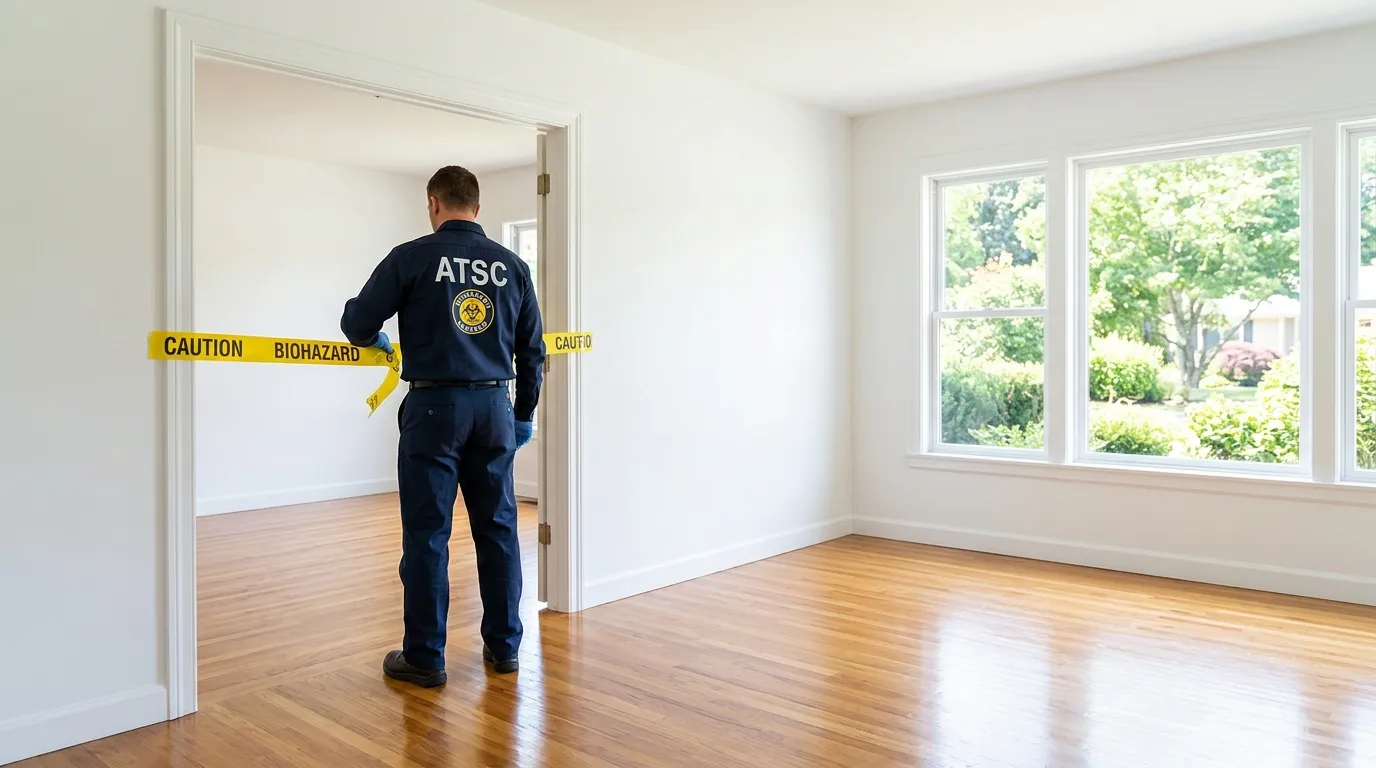 Certified biohazard cleanup crew performing Decomposition Cleanup in Caldwell